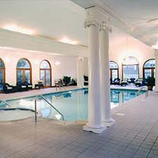 interior decorative columns near a pool